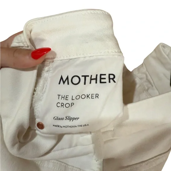 MOTHER The Looker Crop White Straight Leg Ankle Crop Jeans Glass Slipper White - Picture 13 of 15
